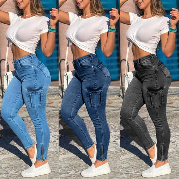 Women Fashion Skinny Slim Fit Jeans Casual High Waist Denim Long Pants