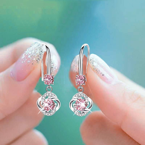 Silver drop deals diamond earrings