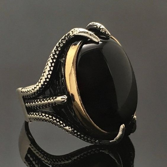 Hexagon Black Onyx Engagement Ring - Aurelius Jewelry