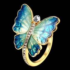 butterfly, initialring, butterflyring, crystal ring