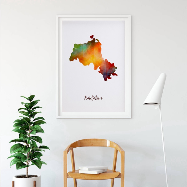 Kurdistan map watercolor Map Modern City Canvas Art Print Wall No Frame