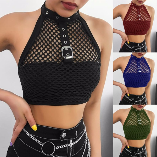New Fashion Women Fishnet Tops Crop Top 