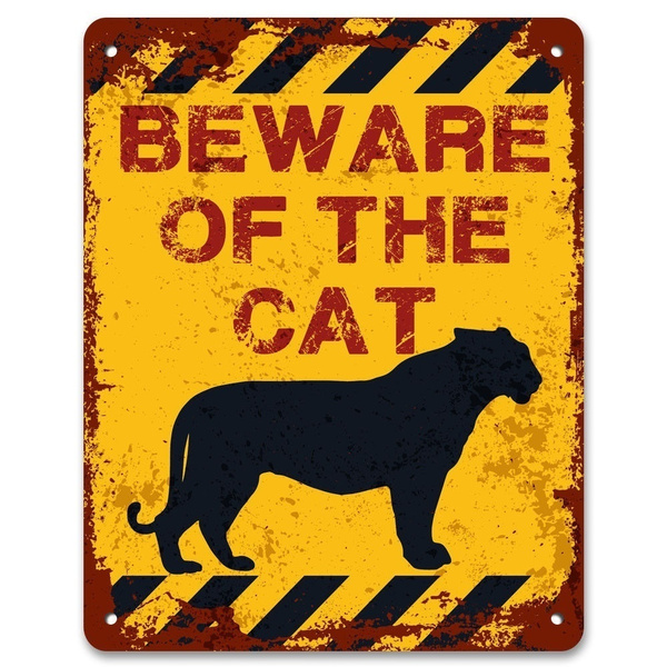 Panneau Chat, Panneaux En Métal Drôles, Panneau D'avertissement De Chat, Panneau De Femme Chat, Panneau