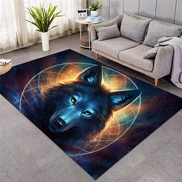 Where Light And Dark Meet by JoJoesArt Carpets Wolf Lion Large Area Rug for 