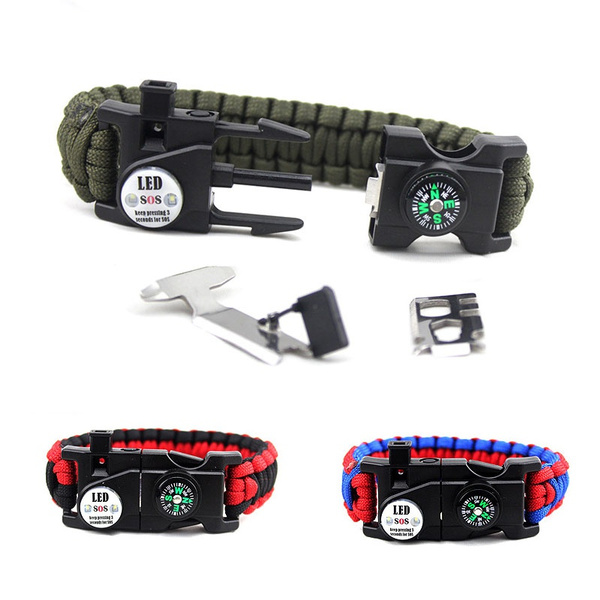 20 in 1 Emergency Survival Paracord Bracelet SOS LED Camouflage Compass