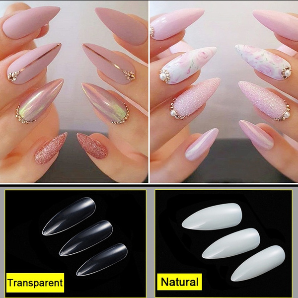 500pcs Long Stiletto Nail Tips Full Cover False Nails Almond Shape Fake Nails Art Tips Acrylic Nails 10 Size Press On Nails Art Salon Tips Wish