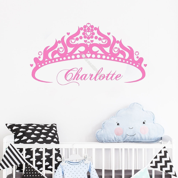 Personalised Name Princess/Crown Wall Art,Girl/Kids Bedroom,Custom Vinyl Sticker 