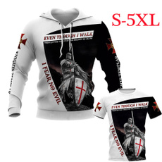 3D hoodies, knightstemplar, Christian, pullover hoodie