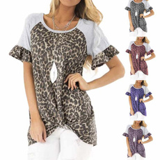 irregulartshirt, Summer, Plus Size, Leopard