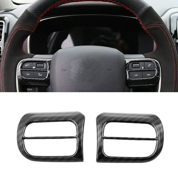 For Citroen C5 Aircross 2PCS Carbon Fiber ABS Car Interior Steering Wheel  Cover Trim Moldings Car Styling Accessories