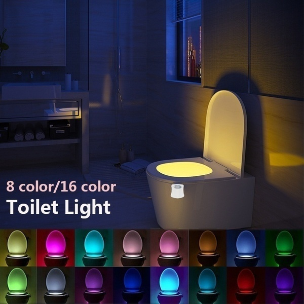 8/16 Colors LED Toilet Night Light Color Motion Activated Sensor Lamp Bathroom  Seat Bowl