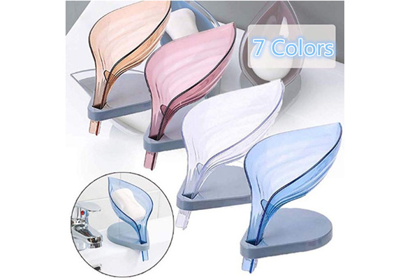 Soap Box Creative Self Draining Soap Holder Leaf Shape Decorative W//Suction Cup