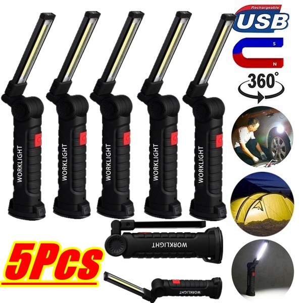 COB LED Magnetic Work Light Rechargeable Inspection Torch Lamp Flexible Cordless 