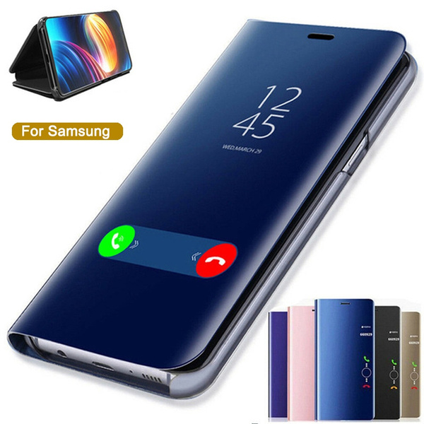 Luxury Mirror Flip Case For Samsung Galaxy S10 S9 S8 Plus S7 Edge Note 10 9 8 A50 A70 A30 A20 A80 M10 Protective Shell Wish