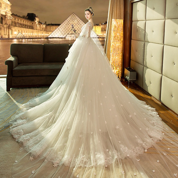 long tail wedding gown