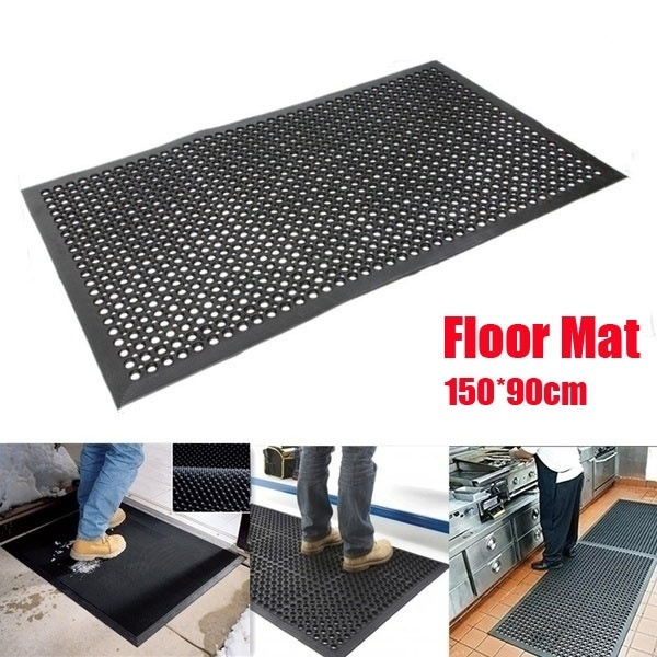 Kitchen Industrial Anti-fatigue Drainage Rubber Non-slip Hexagonal Mat 150*90cm 