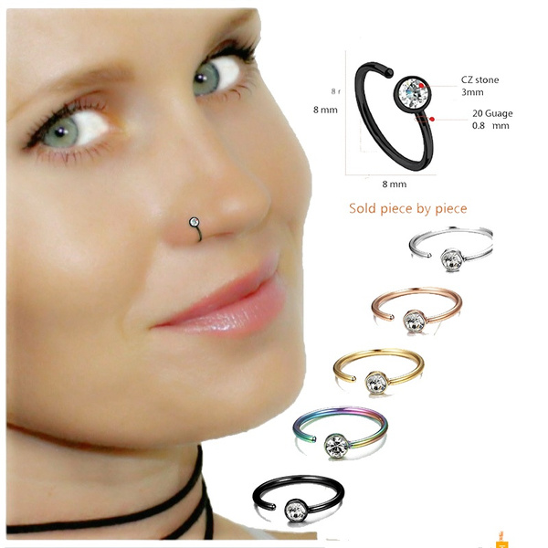 Stainless Steel Magnet Fake Nose Ring Hoop Fake Piercing Hoop Septum Rings  For Women Fashion Gothic