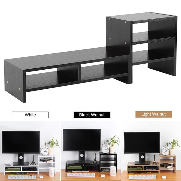Computer Monitor Riser Desk Table LED TV Stand Shelf Desktop Laptop Black/ White 