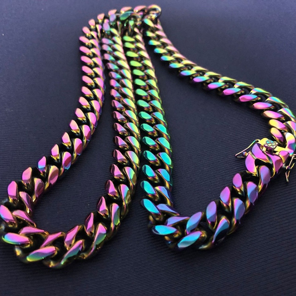 Chunky Rainbow Stainless Steel Necklace 