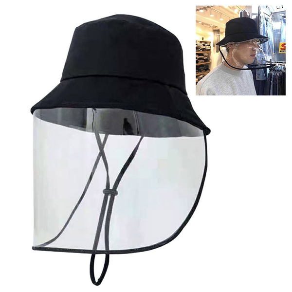 GBruno Store GBruno - Fishman Hat Protective Face Shield Removable Sun  Bucket Cap Face Cover Protect Against UV Spitting Saliva Dust Wind - Black