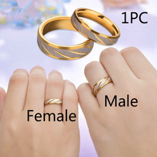 Couple Rings, Steel, 18k gold, wedding ring