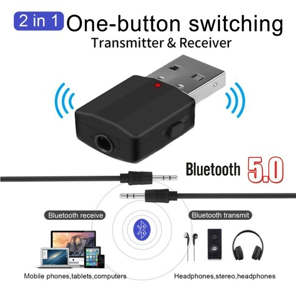 Hot USB Bluetooth 5.0 Receiver Audio One-click conversion Transmitter ...