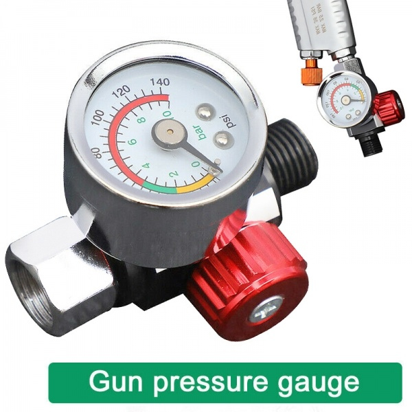 Air Pressure Regulator Paint SprayGun Pressure Gauge With Control Valve Parts 