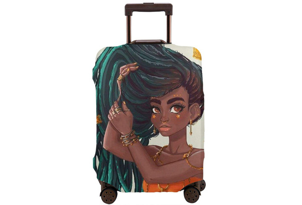 Auburn Black Woman Luggage Cover African American Afro Lady 