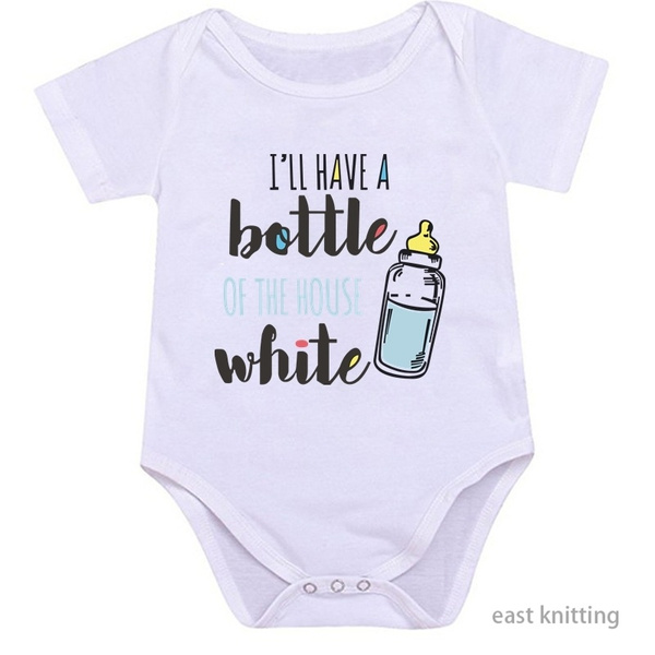 Funny Cute Newborn Bottle Shower Gift Outfit Newborn Baby Boy Girl Infant Romper 