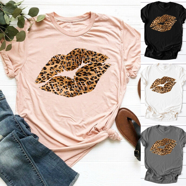 Lips Retro Leopard Shirt,Leopard Design For Women Shirt Love Leopard glitter lips shirt Women Tee Love Women Tshirt Leopard