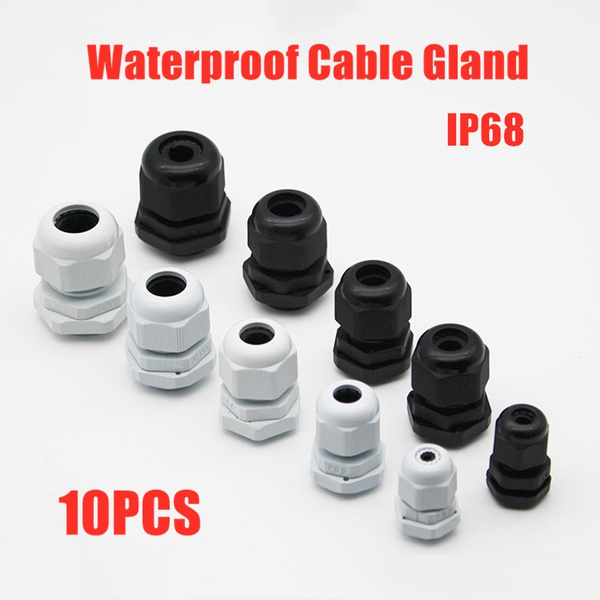 10Pcs 3-6.5mm Cables PG7 Waterproof IP68 Black Plastic Glands Connectors 