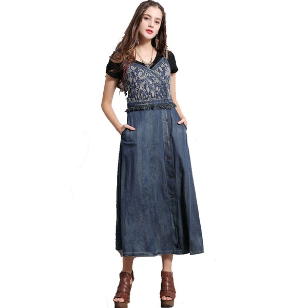 empire waist denim dress