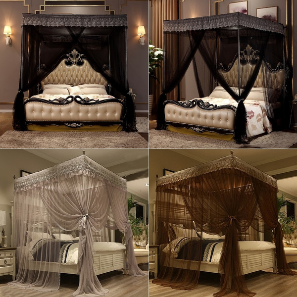 Lace Screen Four Corner Bed Canopy, Canopy Bed Curtains King