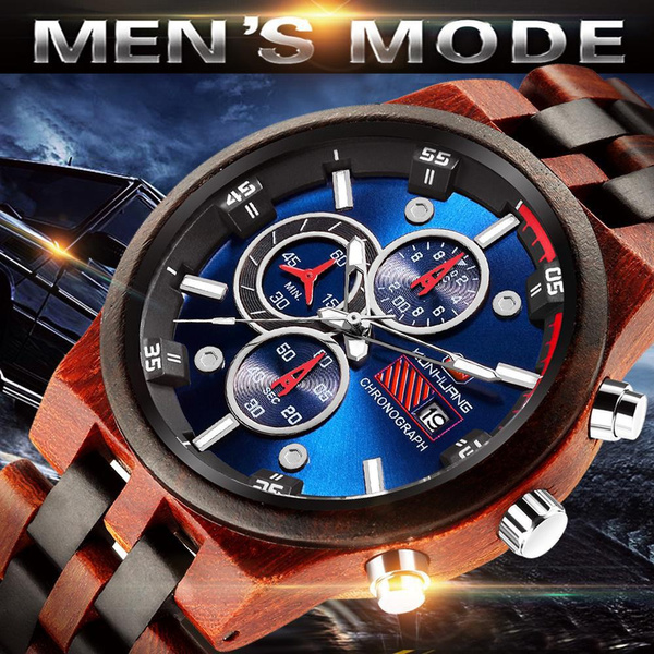 Orologio Da Uomo Orologio Da Uomo in Legno Personalizzato Orologio Militare  Cronografo Di Lusso Delle Migliori Marche | Wish