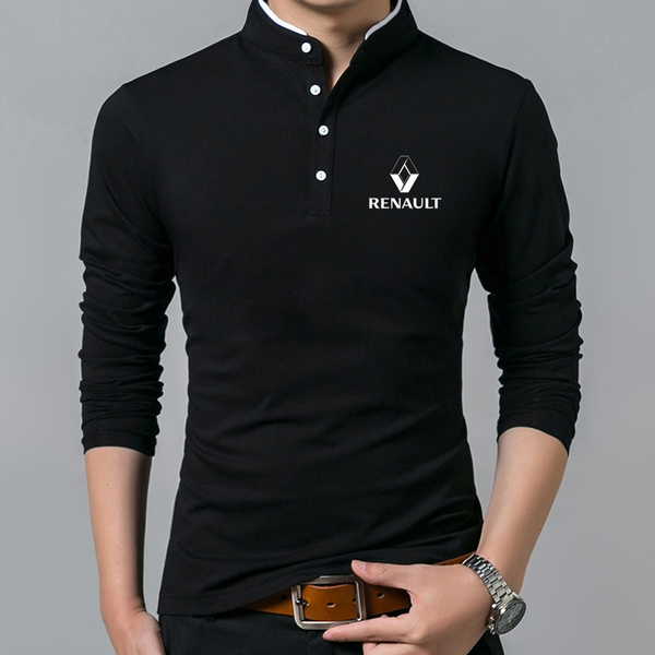 mandarin collar long sleeve polo