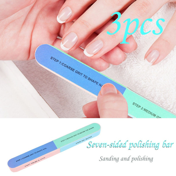 3pcs Creative printing nail file sanding six-sided polishing file nail  tools nail file nail sharpener | Wish