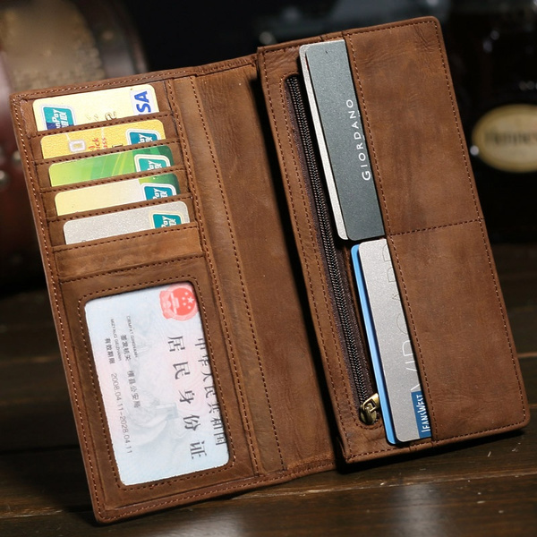 WilliamPolo Genuine Leather RFID Blocking Card Holder Zipper Wallets for Men