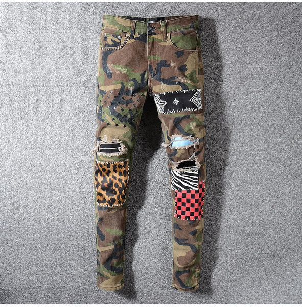 men's camouflage denim pants