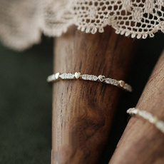Heart, DIAMOND, 925 silver rings, Simple