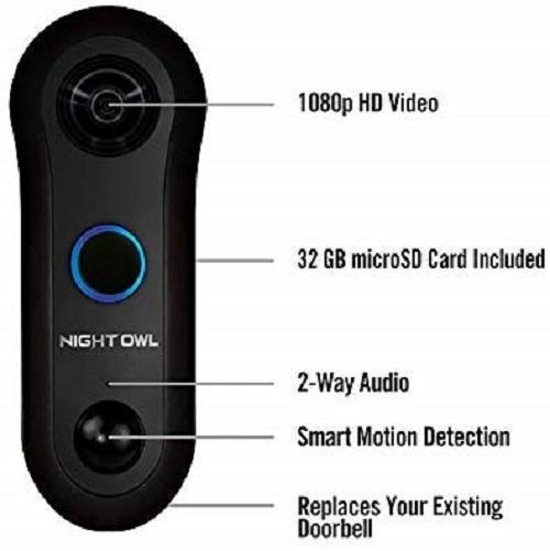 night owl 1080p hd smart video doorbell
