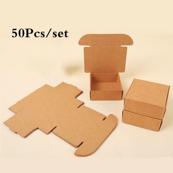 50Pcs/set Cardboard Mini Box DIY Kraft Paper Box Soap Box Jewelry Packing  Gift Box 5.5cmx5.5cmx2.5cm