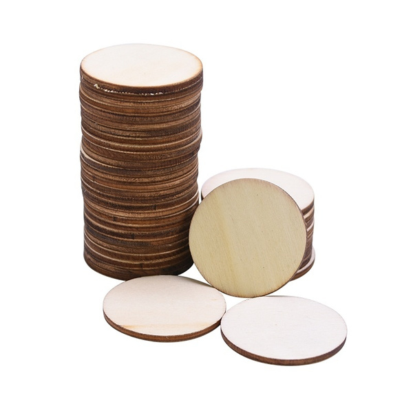 10pcs 8cm Natural Blank Wood Slices Round Unfinished Wooden Discs