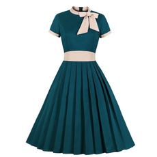 slim dress, short sleeve dress, office dress, Vintage