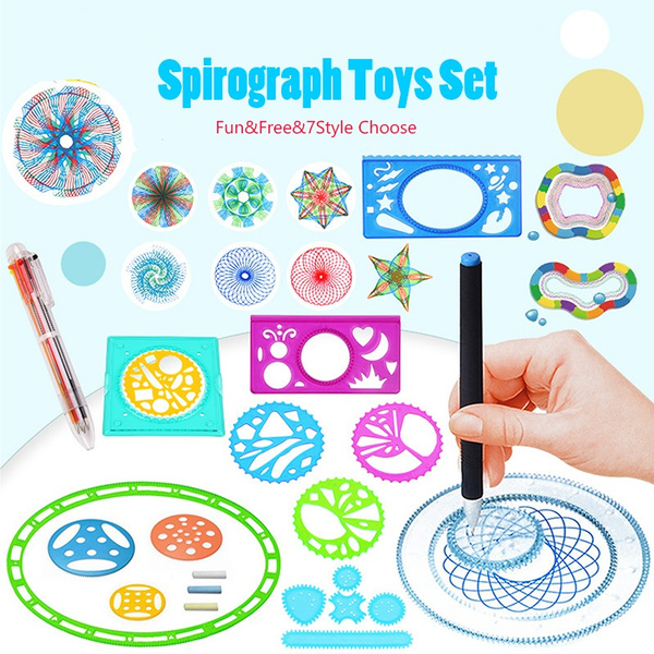 DIY Spiral Art Drawing Toys Set Spirograph Stencil Geometric Ruler