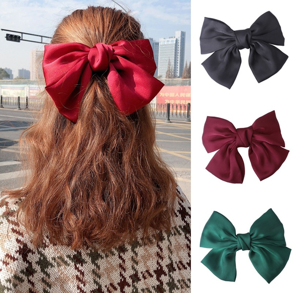 Girls Large Bowknot Hair Bow Hair Pins Clips Ribbon Hair Clip Hairband Gift