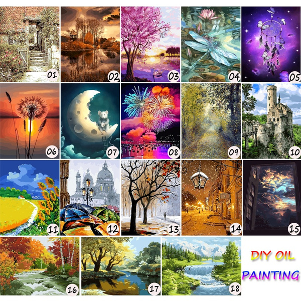 2019 Nature Scenery DIY Paint By Number Kit Digital Oil Painting Wall Home Decor 