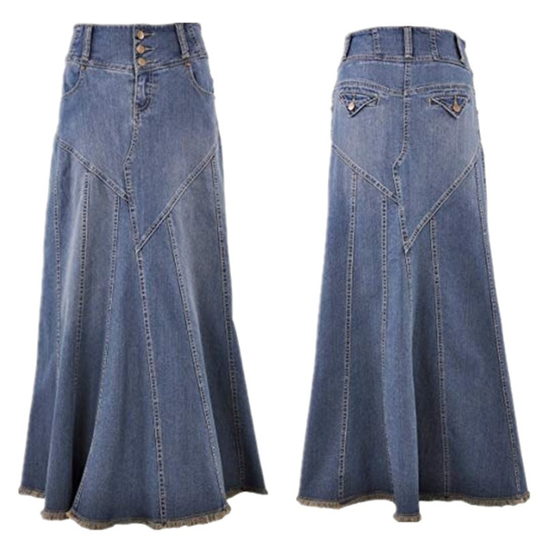 Denim Skirt Maxi Jean Skirt 
