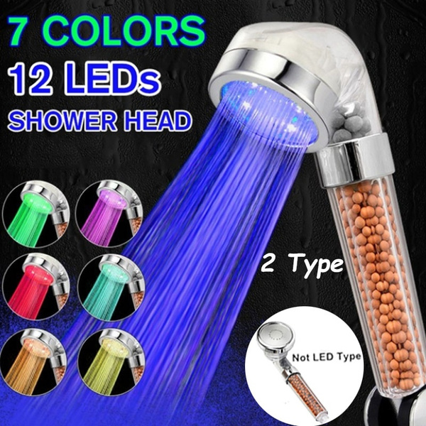 Led Shower Head 7 Color Changing LED Light Handheld Negative ion