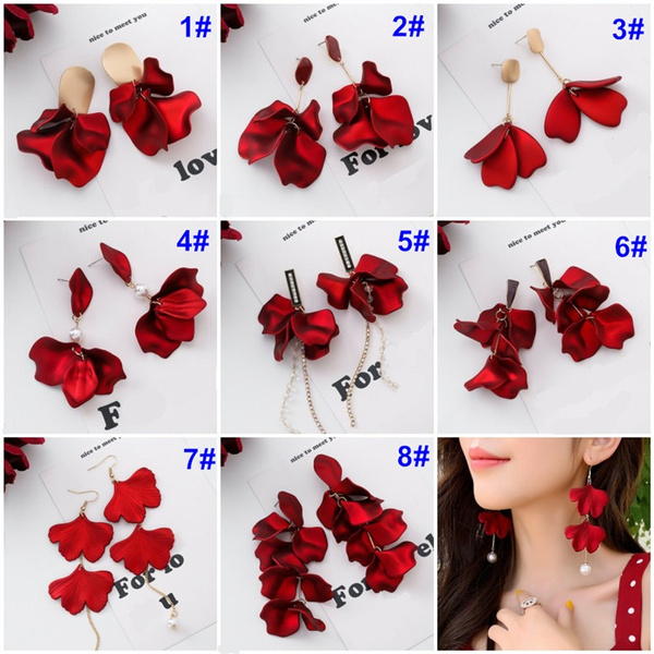 Buy Red Golden Blossoming Flower Earrings for Women Online at Silvermerc |  SBE9N_04 – Silvermerc Designs