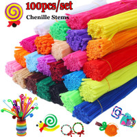 Happyyami 100pcs Pipe Cleaners Chenille Stems DIY Pipe Cleaners Art Craft Decorations Twisted Tie for Christmas Party